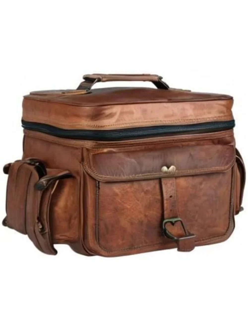 Vintage Leather Messenger Bag - DSLR Shoulder Satchel for Travel & Photography